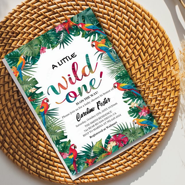 Watercolor floral parrots Girl baby shower Invitation (Creator Uploaded)