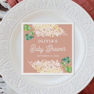 Watercolor floral pastel pink garden baby shower napkin