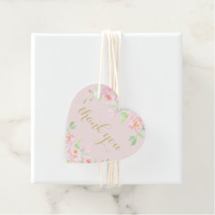 Watercolor Floral Pastel Pink Thank You Favour Tags