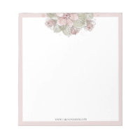 Watercolor Floral, Pastel, Rose border, Notepad