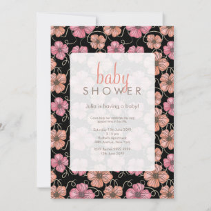 Watercolor Floral Pattern Baby Shower Invite