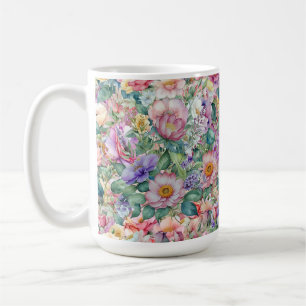 Watercolor Floral Pattern, Floral Background Coffee Mug