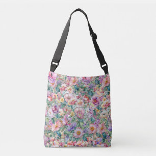 Watercolor Floral Pattern, Floral Background Crossbody Bag