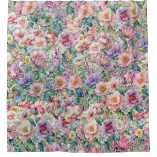 Watercolor Floral Pattern, Floral Background  Shower Curtain