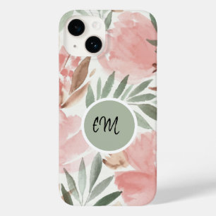 Watercolor Floral Pattern Monogram Case-Mate iPhone 14 Case