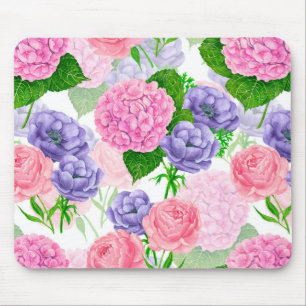 Watercolor floral pattern mouse pad