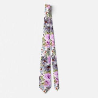 Watercolor Floral Pattern Neck Tie