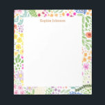 Watercolor Floral Pattern Pretty Personalised Notepad<br><div class="desc">A beautiful notepad with a colourful,  hand drawn pattern of watercolor blooming flowers.</div>