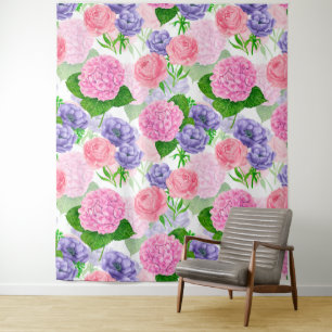 Watercolor floral pattern tapestry