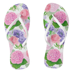 Watercolor floral pattern thongs