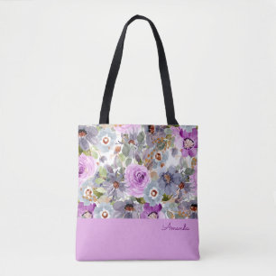 Watercolor Floral Pattern Tote Bag