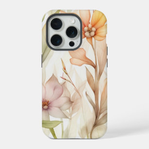 Watercolor Floral Pattern with Pink, Orange Yellow iPhone 15 Pro Case