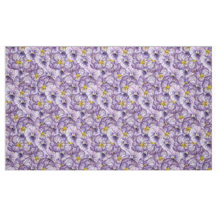 Watercolor floral pattern with violet pansies fabric
