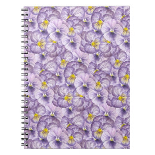 Watercolor floral pattern with violet pansies notebook
