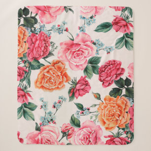 watercolor floral patternpattern, vintage, flower, sherpa blanket