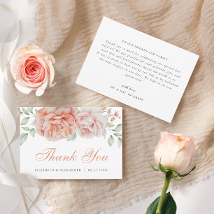 Watercolor Floral Peach Blush Wedding Thank You Card