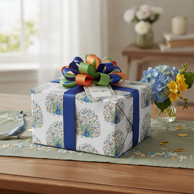 Watercolor floral peacock  wrapping paper (Creator Uploaded)