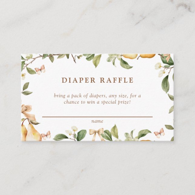 Watercolor Floral Pear Baby Shower Enclosure Card (Front)