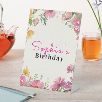 Watercolor Floral Pedestal Sign