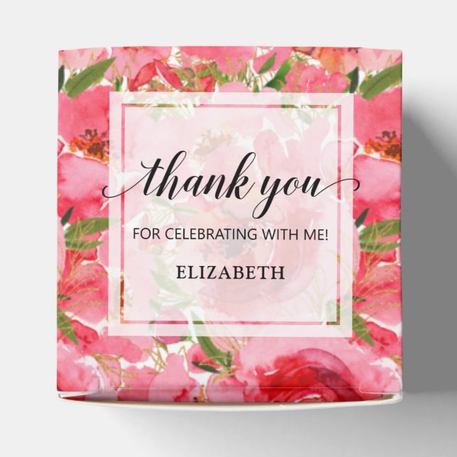 Watercolor Floral Peonies Bridal Shower Favour Box (Top)
