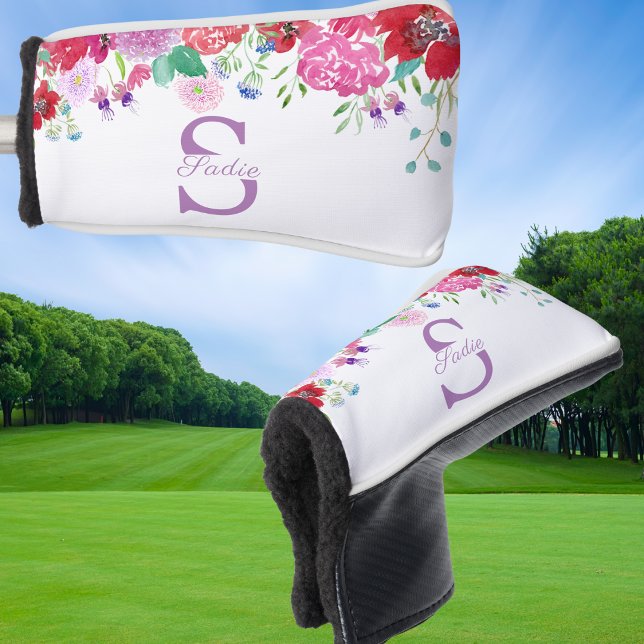 Watercolor Floral Peonies &Hydrangeas Personalise Golf Head Cover (Creator Uploaded)