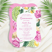 Watercolor Floral Peonies Tulips Lemon Quinceañera