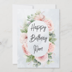 Watercolor Floral Personalised Birthday Mum Cute Thank You Card