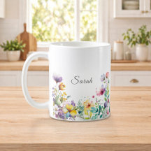 Watercolor Floral Personalised Coffee Mug