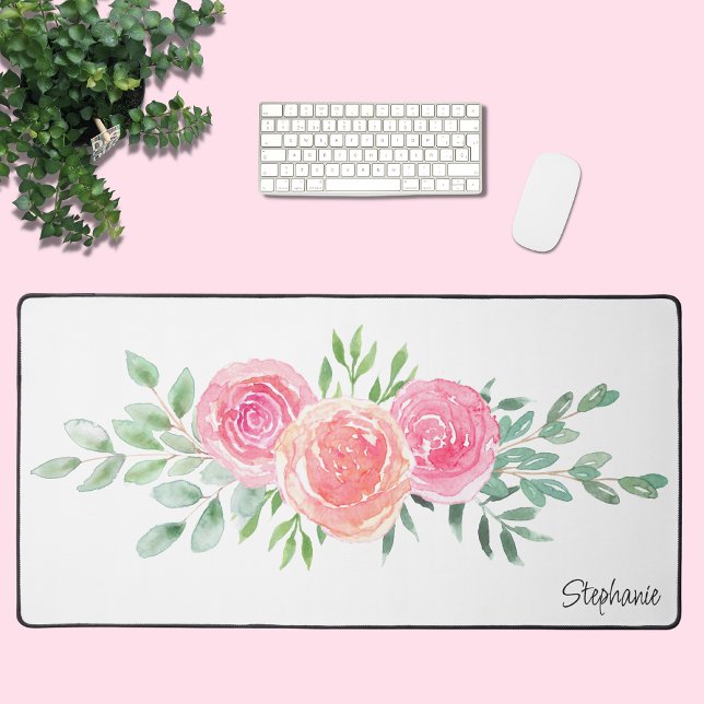 Watercolor Floral Personalised Desk Mat (Creator Uploaded)