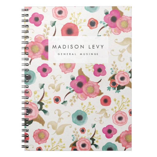 Watercolor Floral Personalised Journal Notebook (Front)