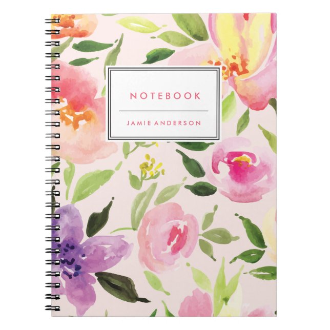 Watercolor Floral Personalised Notebook (Front)
