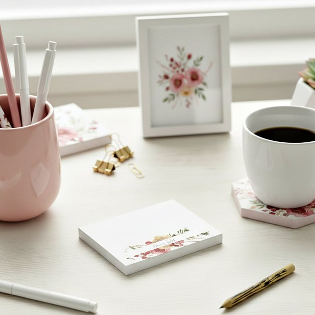 Watercolor floral personalised  post-it notes (Creator Uploaded)