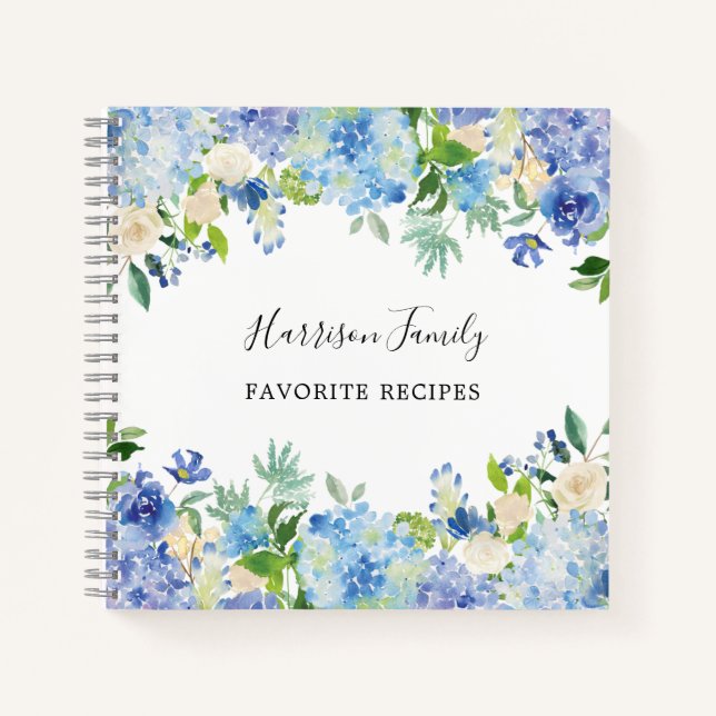 Watercolor Floral Personalised Recipe Notebook (Front)
