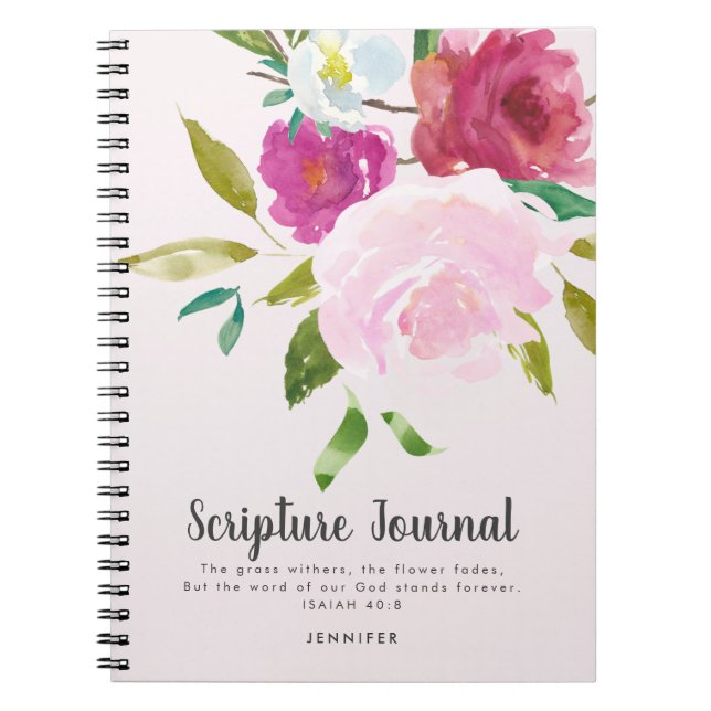 Watercolor Floral Personalised Scripture Journal (Front)