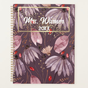 Watercolor Floral Personalised Teacher Gift  Boho  Planner
