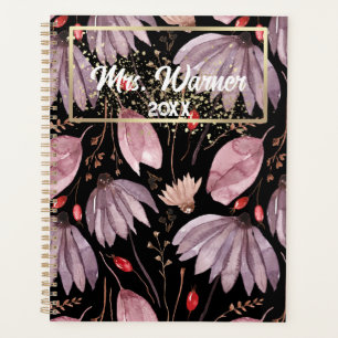 Watercolor Floral Personalised Teacher Gift  Boho  Planner