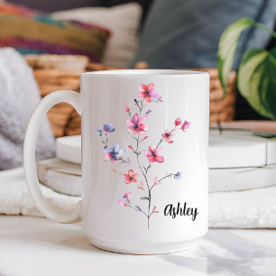 Watercolor Floral Personalized Mug for Mom or Her