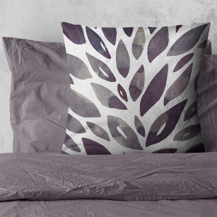 Watercolor floral petals - purple and grey cushion