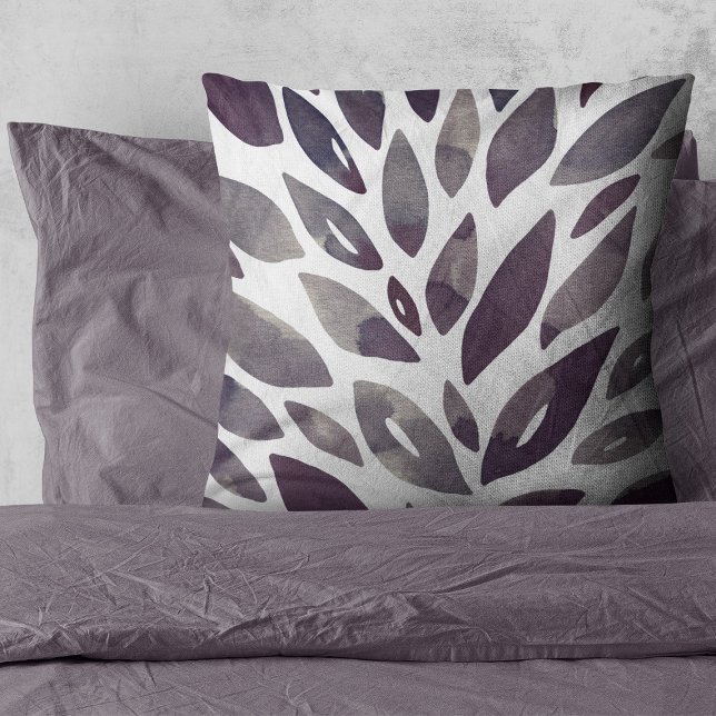 Watercolor floral petals - purple and grey cushion (Creator Uploaded)