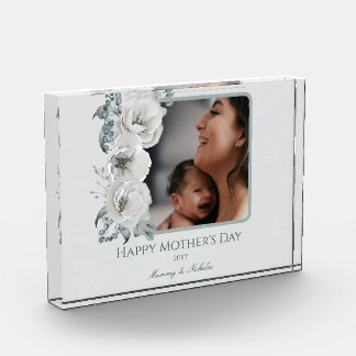 Watercolor Floral Photo Mother's Day Block