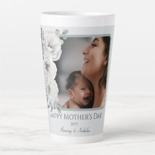 Watercolor Floral Photo Mother's Day Latte Mug
