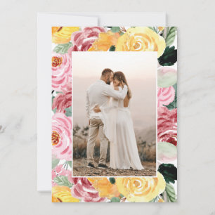 Watercolor Floral Photo Wedding Save The Date
