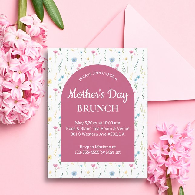watercolor floral pink arch mothers day brunch  invitation (Creator Uploaded)