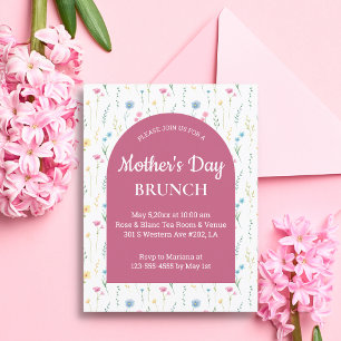 watercolor floral pink arch mothers day brunch invitation