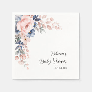 Watercolor Floral Pink Baby Shower Paper Napkin