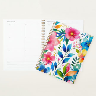 Watercolor Floral – Pink Blue Yellow Flowers Planner