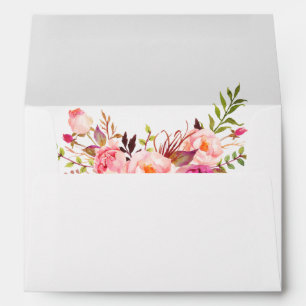 Watercolor Floral Pink Blush Wedding Envelope
