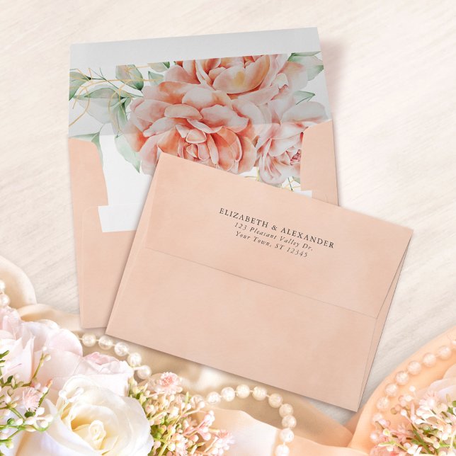 Watercolor Floral Pink Blush Wedding Envelope (Creator Uploaded)