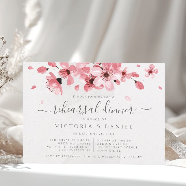 Watercolor Floral Pink Cherry Blossom Invitation (Creator Uploaded)