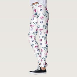 Watercolor Floral Pink design Leggings